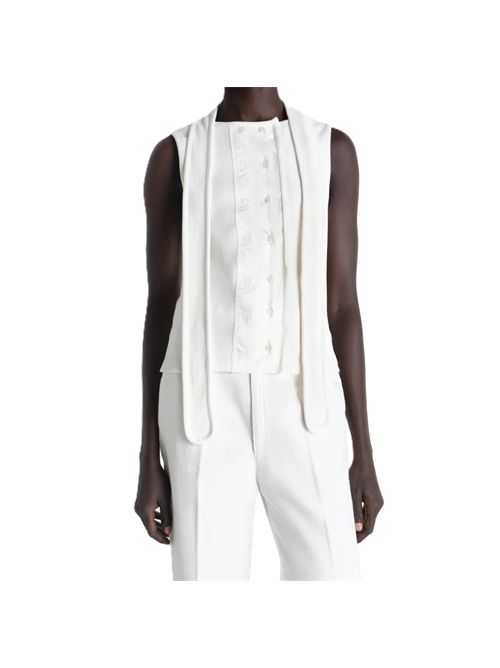 LEMAIRE TOP ASIMMETRICO in Jersey di cotone e lino a coste Lemaire | TS0004 LJ1030WH086 MILK